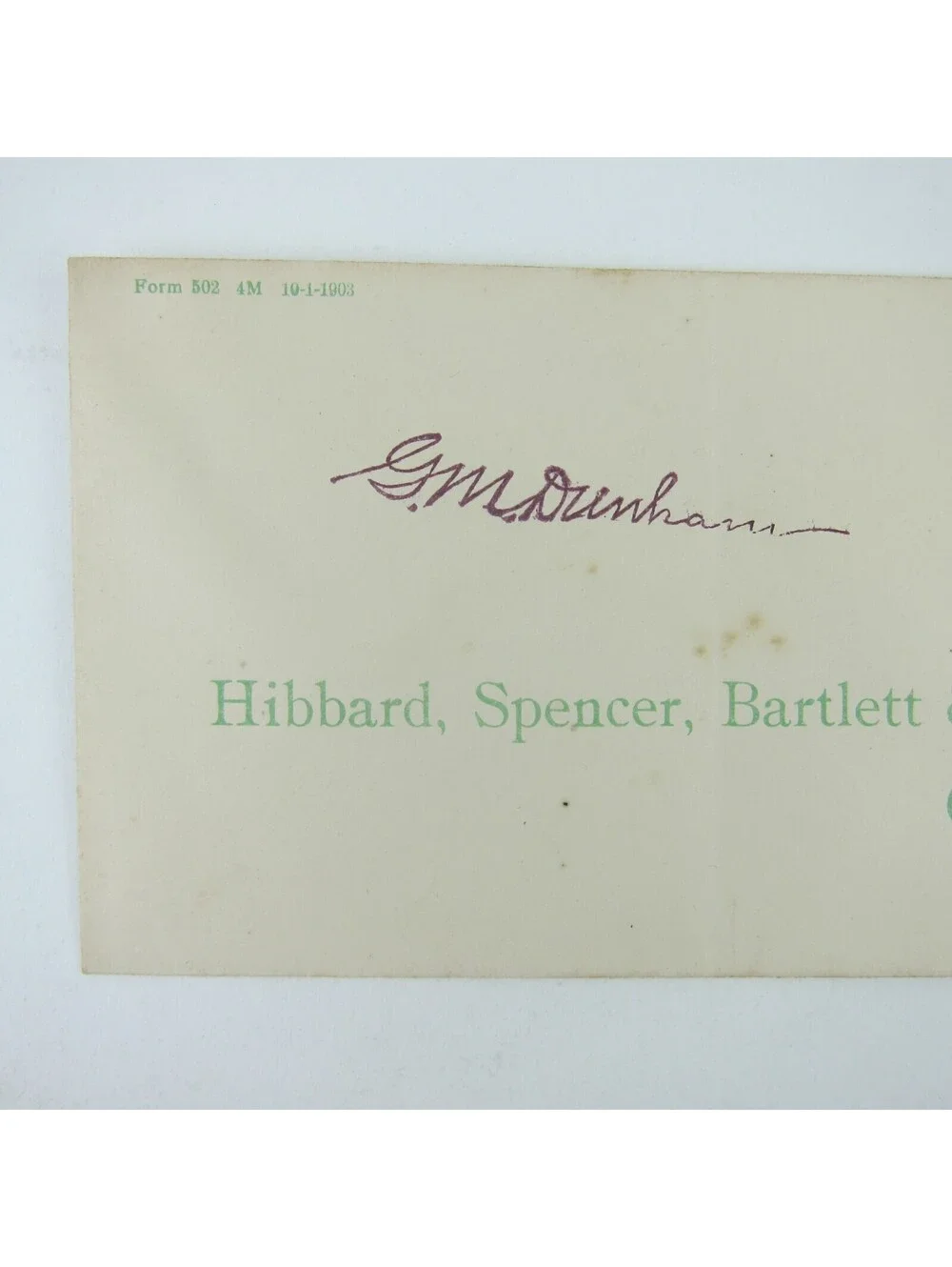 US Postal Stationery Hibbard Spencer Bartlett & Co Chicago Illinois 2c Antique
